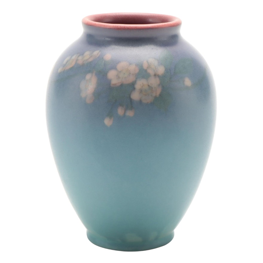 Edward George Diers for Rookwood Pottery Vellum Glaze Plum Blossom Vase, 1927