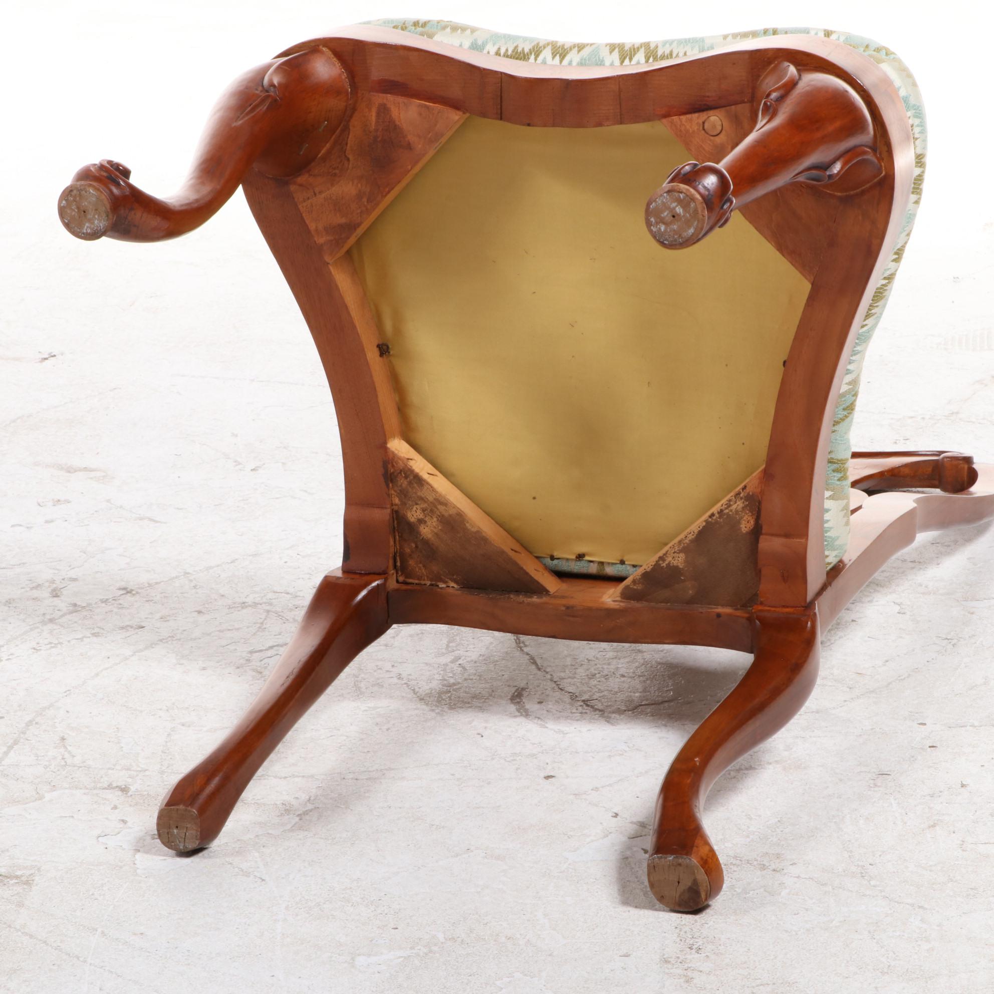 Walnut and Marquetry Side Chair, Probably Dutch or Italian, Late 20th Century