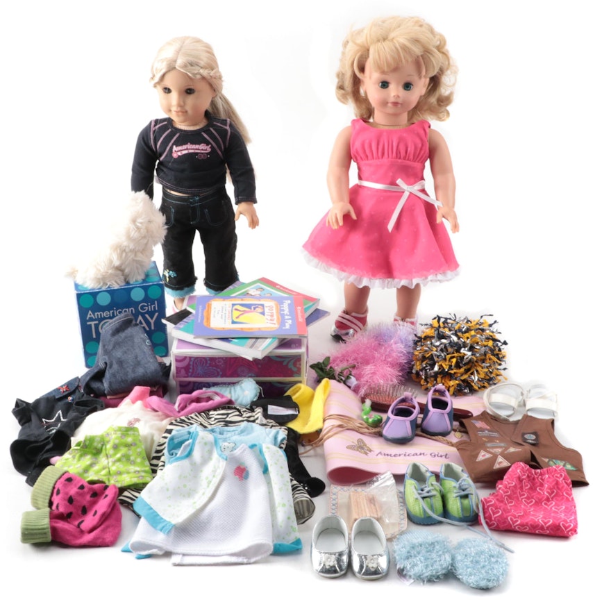 Götz and American Girl Vinyl Dolls with Clothing and Accessories