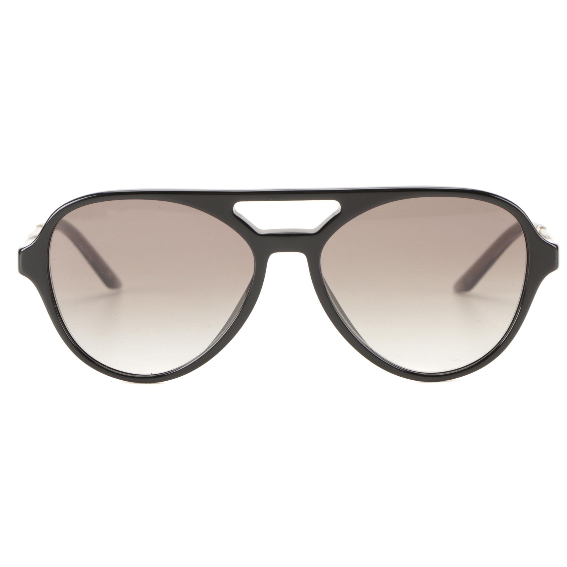 Prada SPR13W Glossy Black Pilot Sunglasses with Case and Box