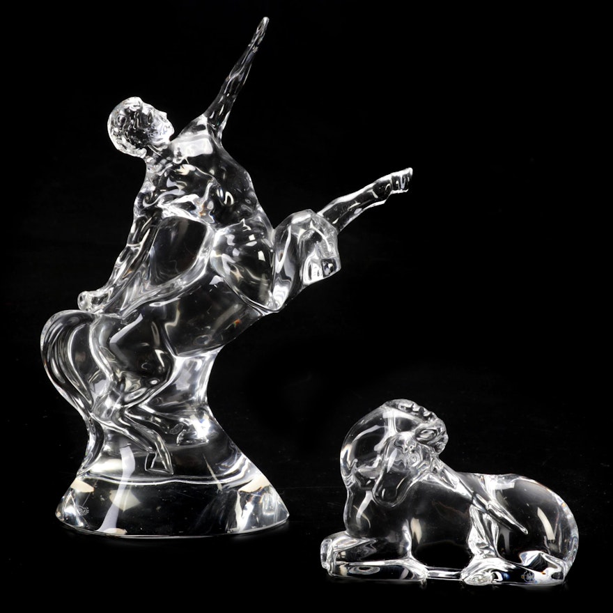 Baccarat E. Remy Martin & Co Logo and Unicorn Crystal Figurines