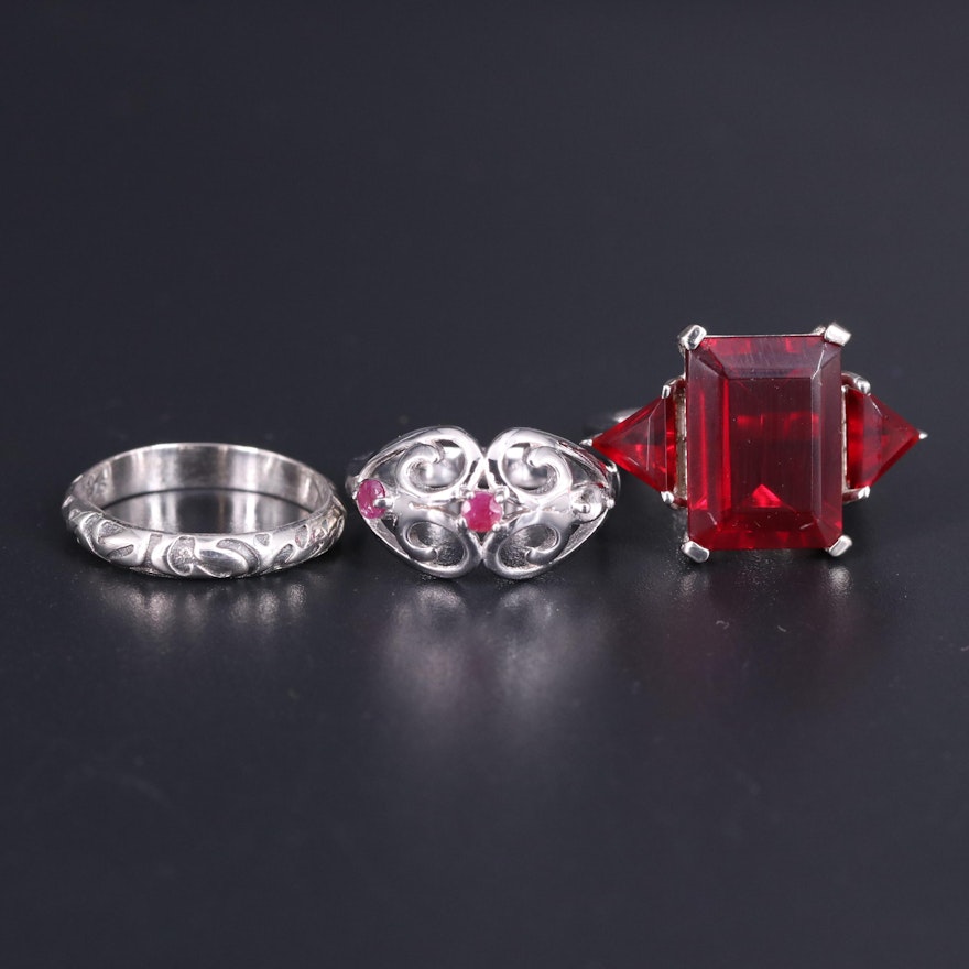 Sterling Silver Ring Collection Including Garnet