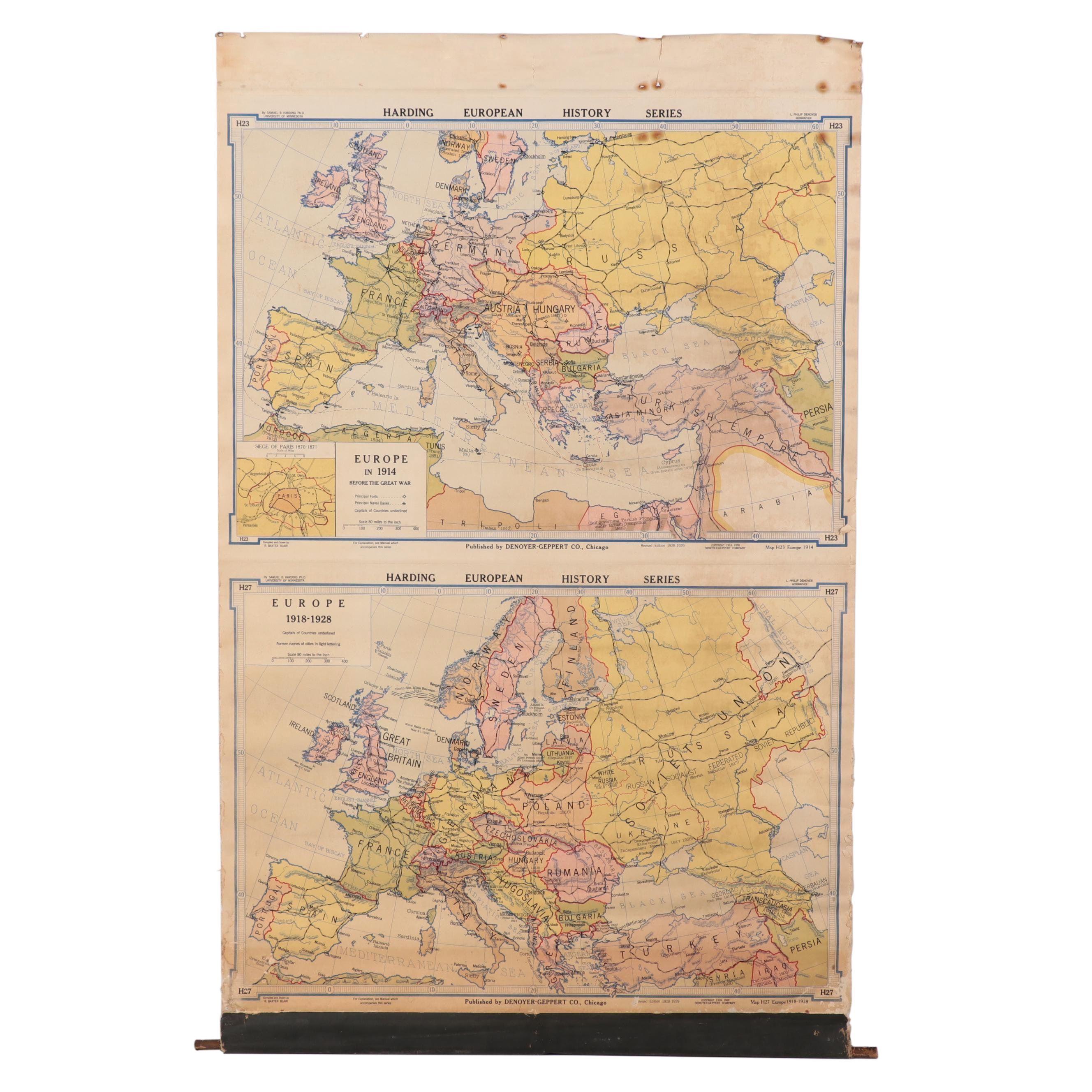 Denoyer-Geppert Co. School Map of Europe, 1928–1929