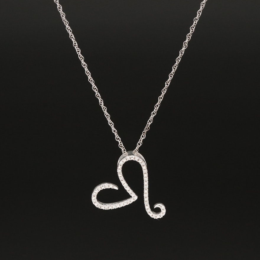 Sterling Diamond Stylized Heart Pendant Necklace