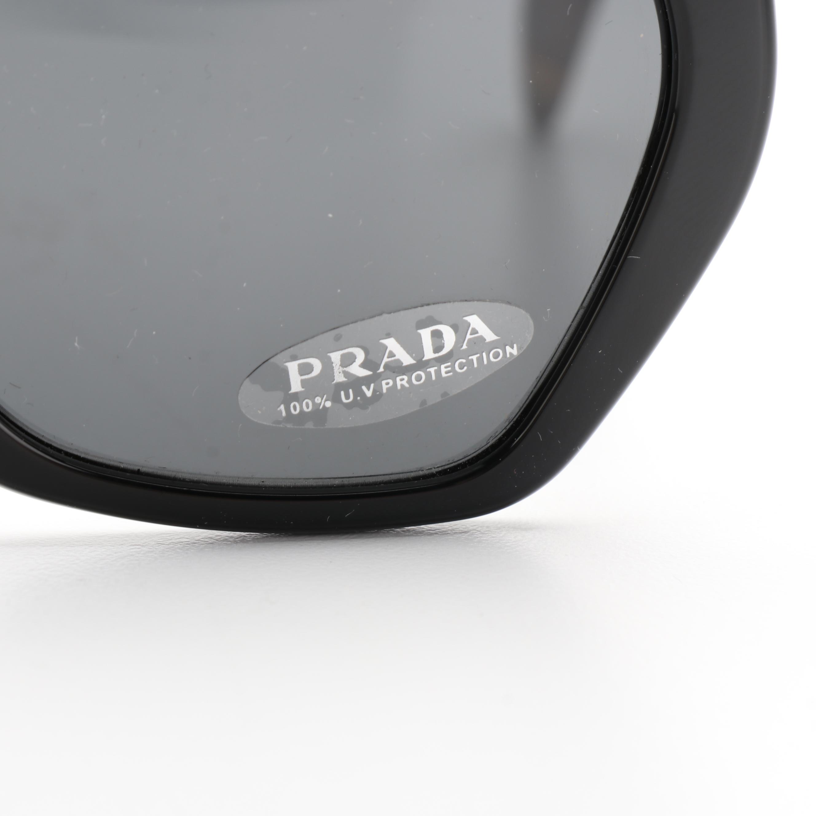 Prada SPR16R Black/Tortoise Geometric Sunglasses with Case