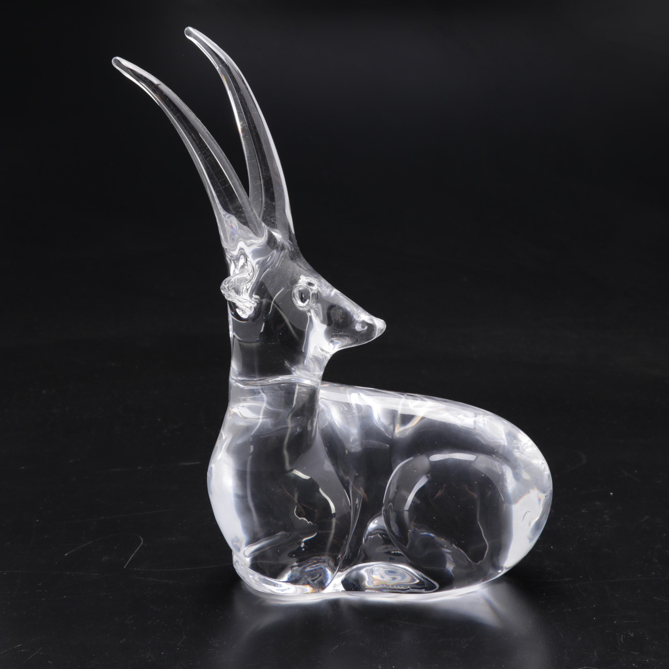 Baccarat Crystal and Daum Glass Gazelle Figurines