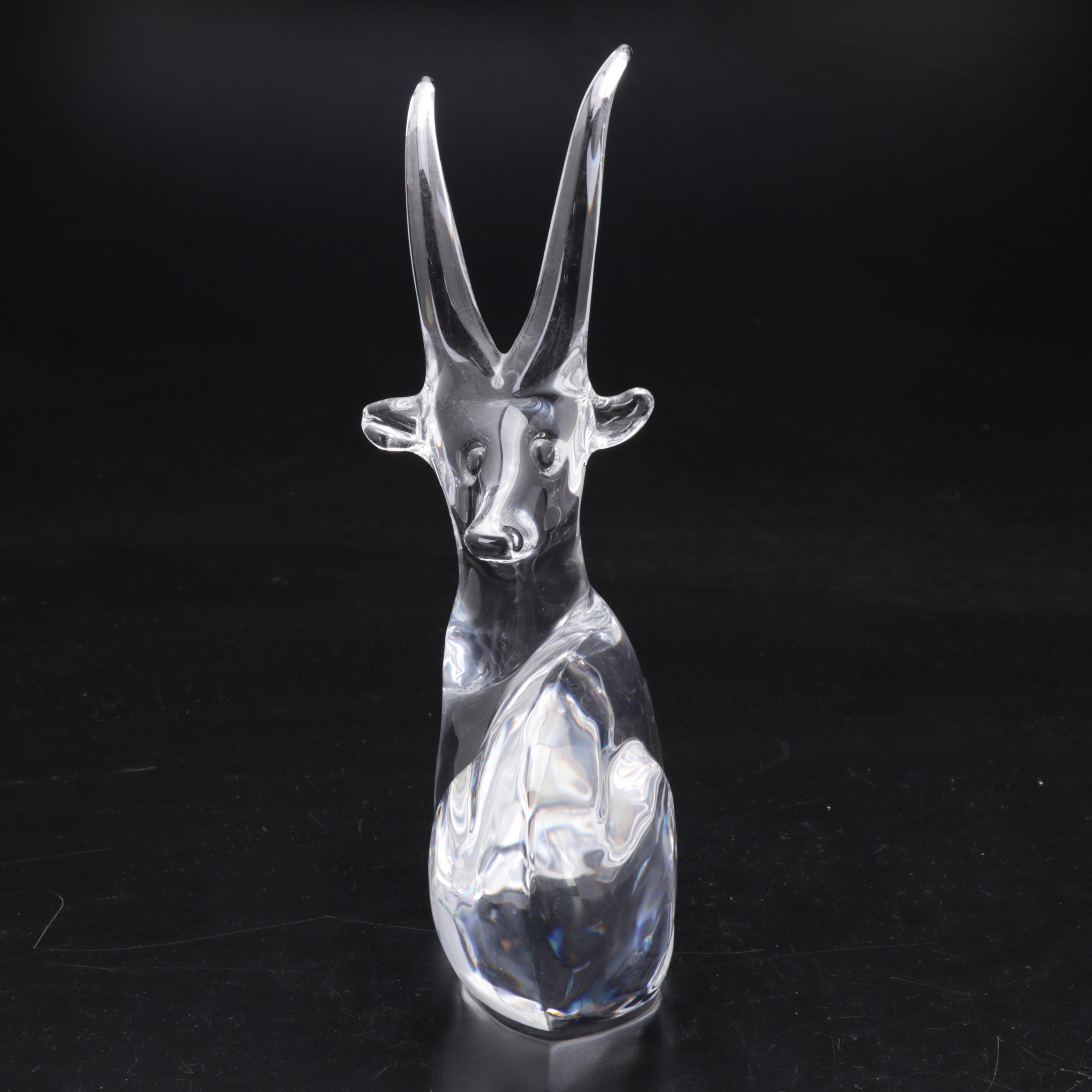 Baccarat Crystal and Daum Glass Gazelle Figurines
