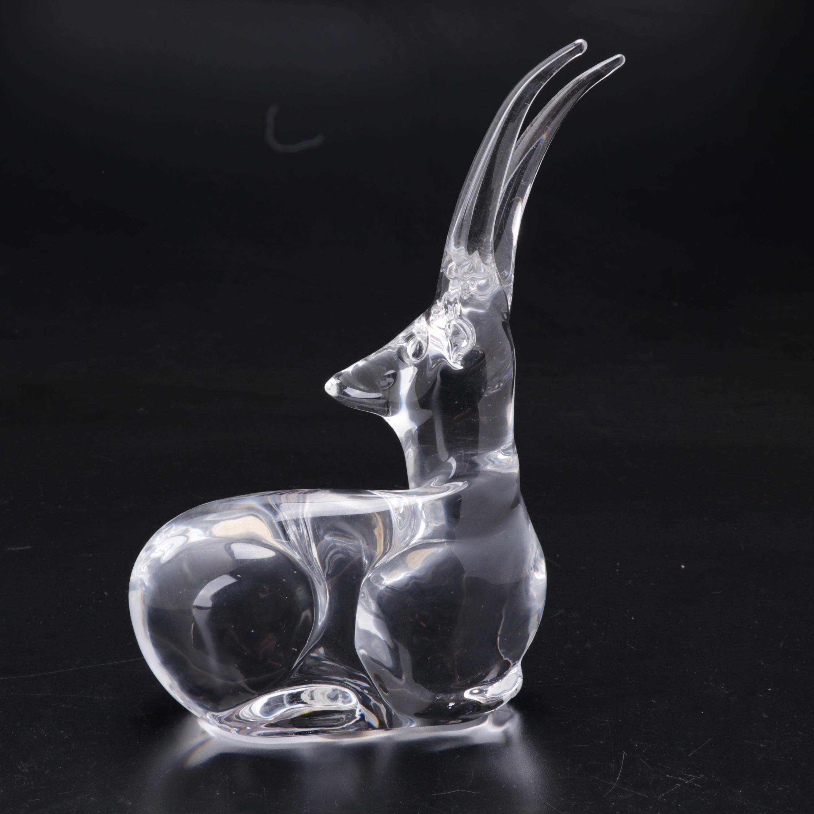 Baccarat Crystal and Daum Glass Gazelle Figurines