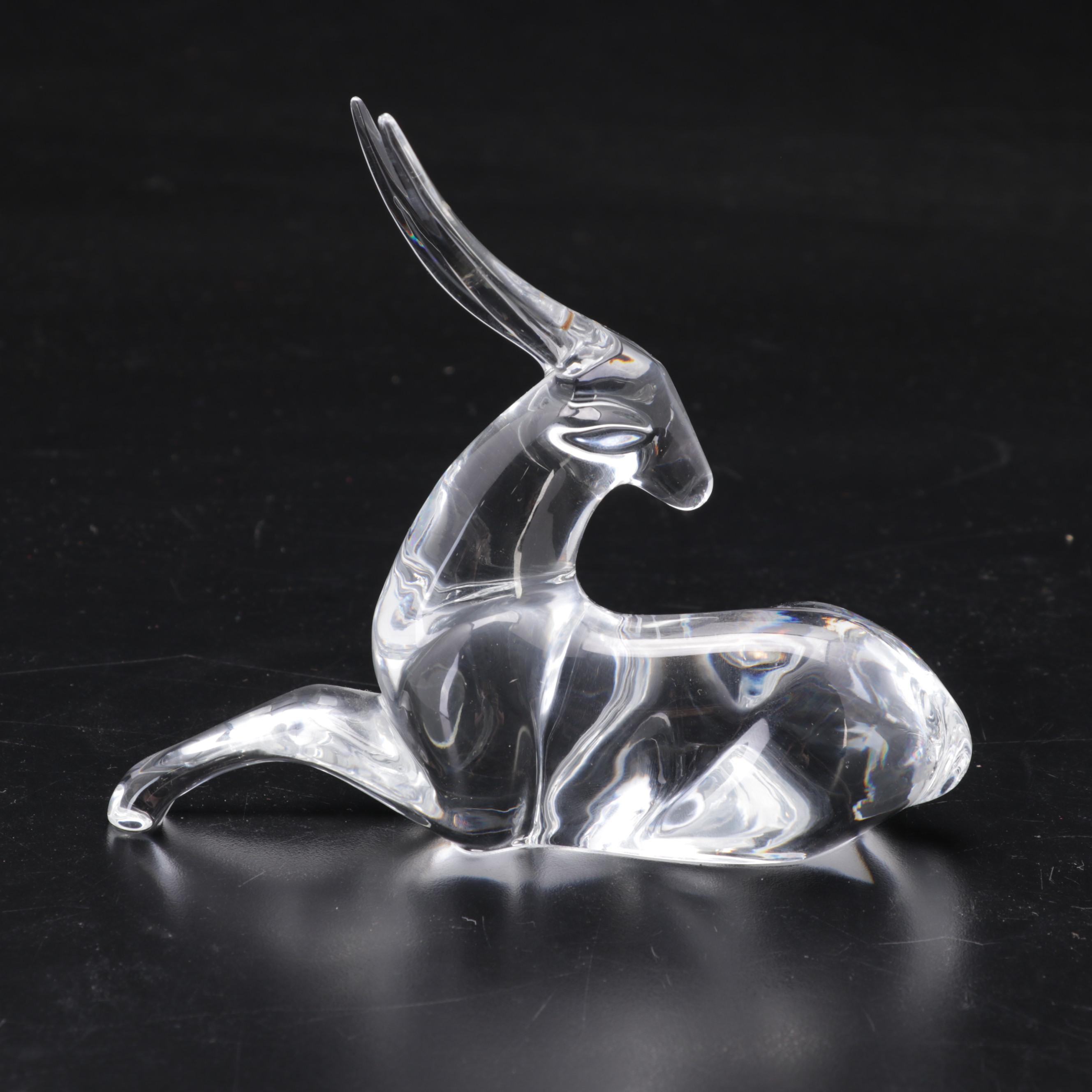 Baccarat Crystal and Daum Glass Gazelle Figurines