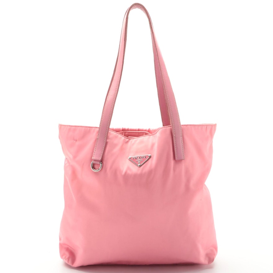 Prada Shoulder Bag in Pink Nylon and Leather