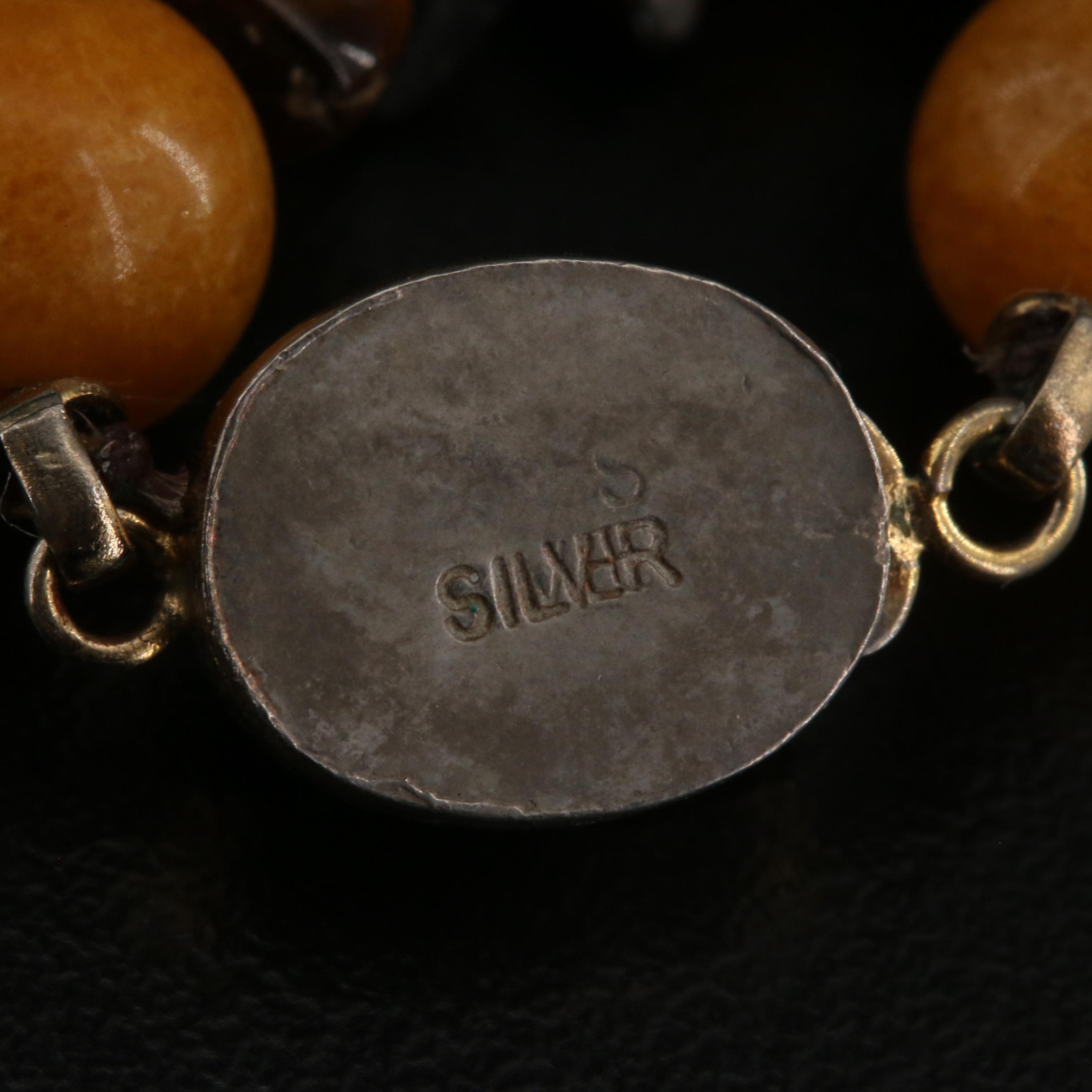 Carved Tiger's Eye and Quartzite Floral Beaded Necklaces