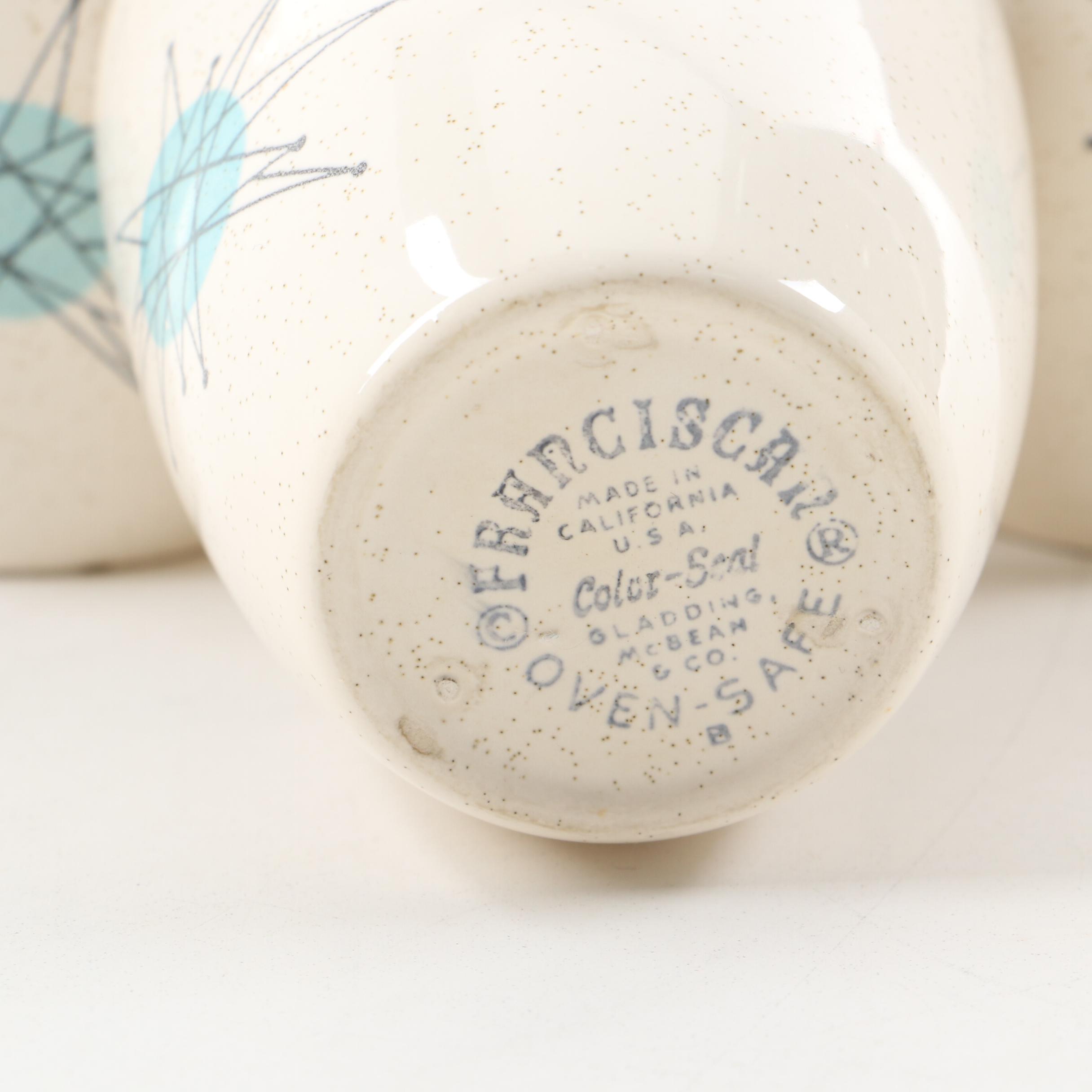 Franciscan "Starburst" Earthenware Dinnerware, Mid-20th Century