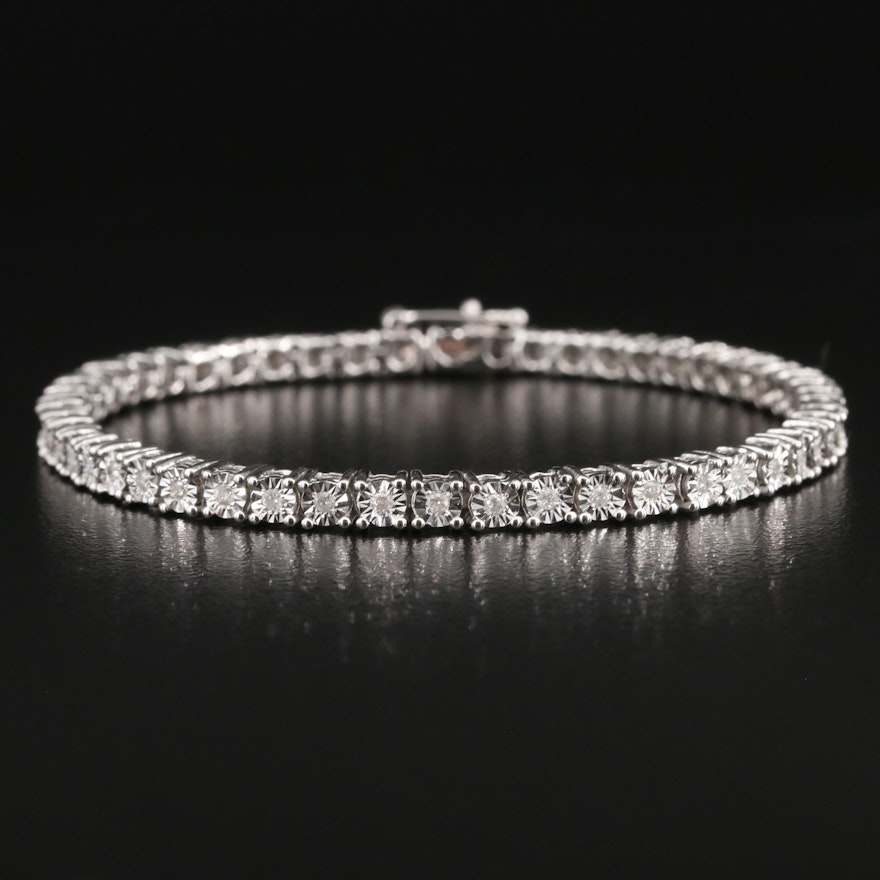 Sterling 0.65 CTW Diamond Line Bracelet