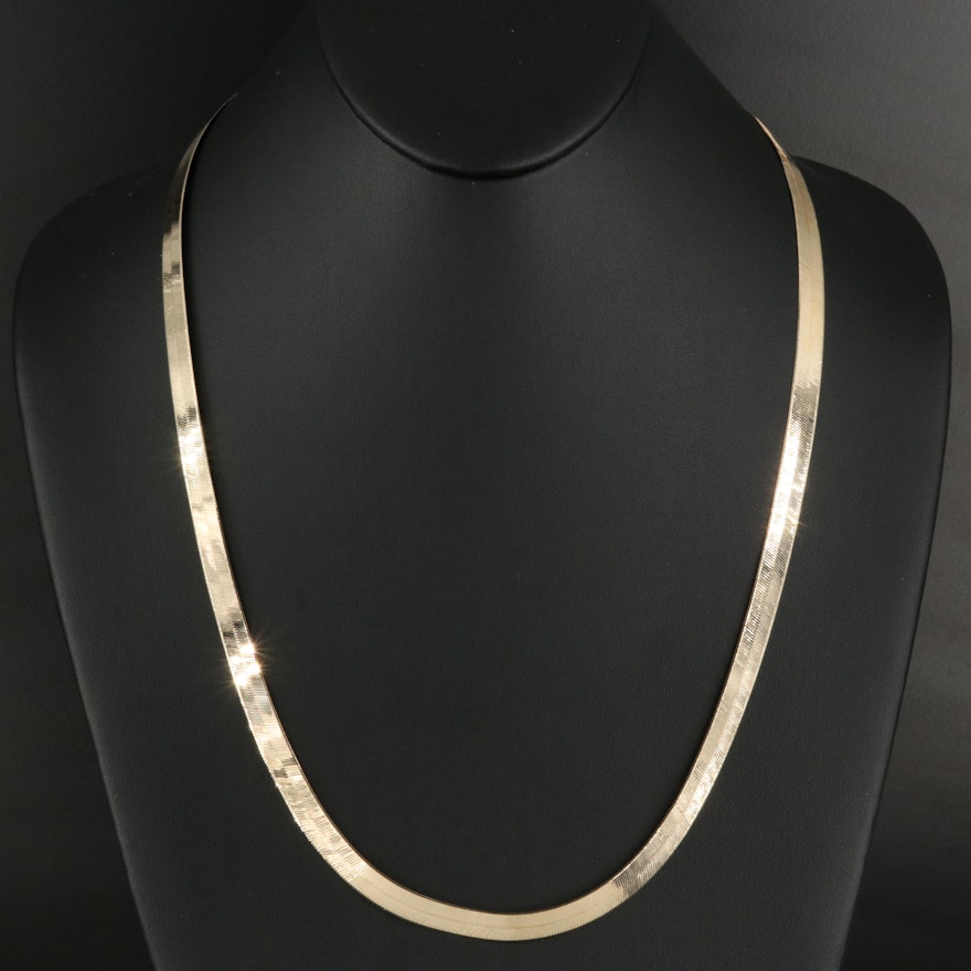 Italian 10K Herringbone Chain Necklace