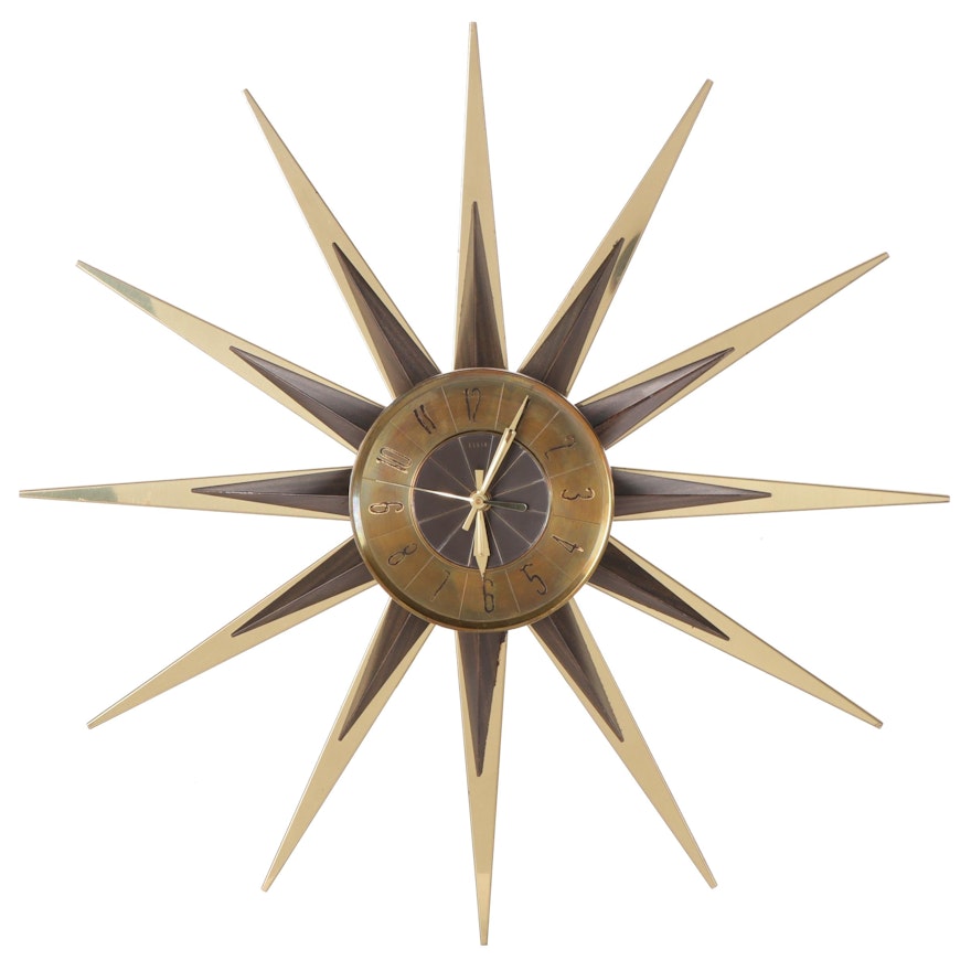 Elgin Mid Century Modern Style Starburst Wall Clock