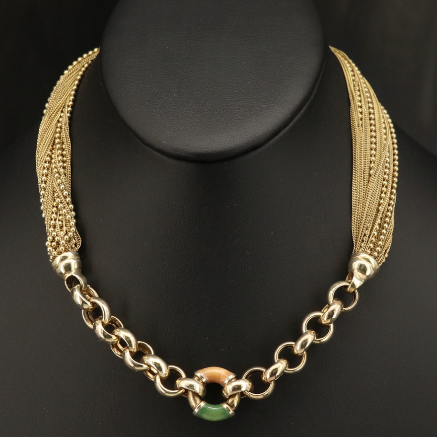 Sterling Enamel Multi-Strand Necklace