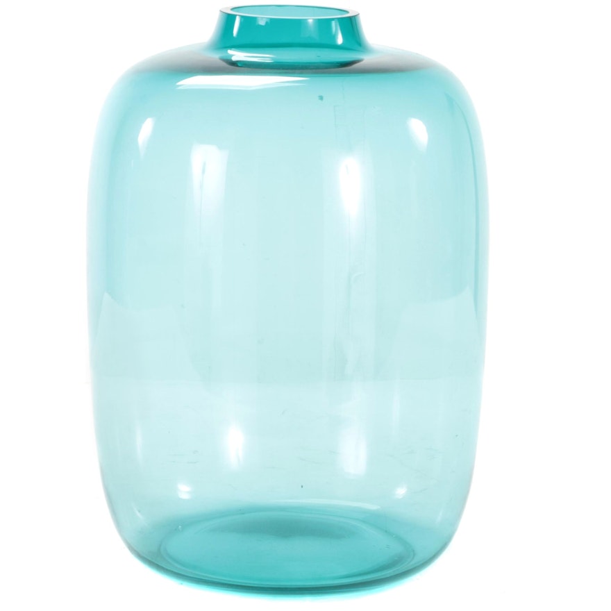 DK Living Contemporary Turquoise Glass Floor Vase