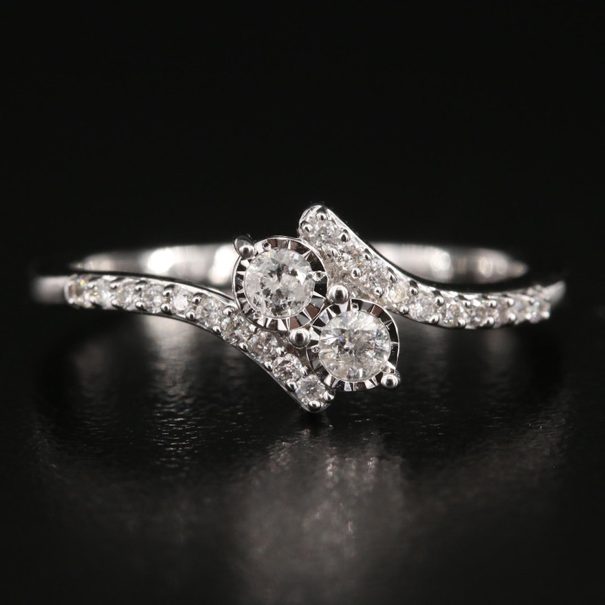 Sterling Diamond Bypass Ring