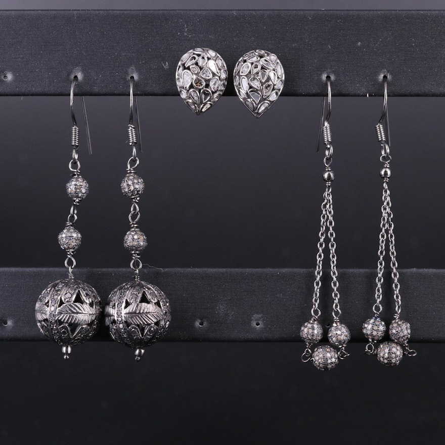 Sterling Silver Earring Collection Including Gemstones