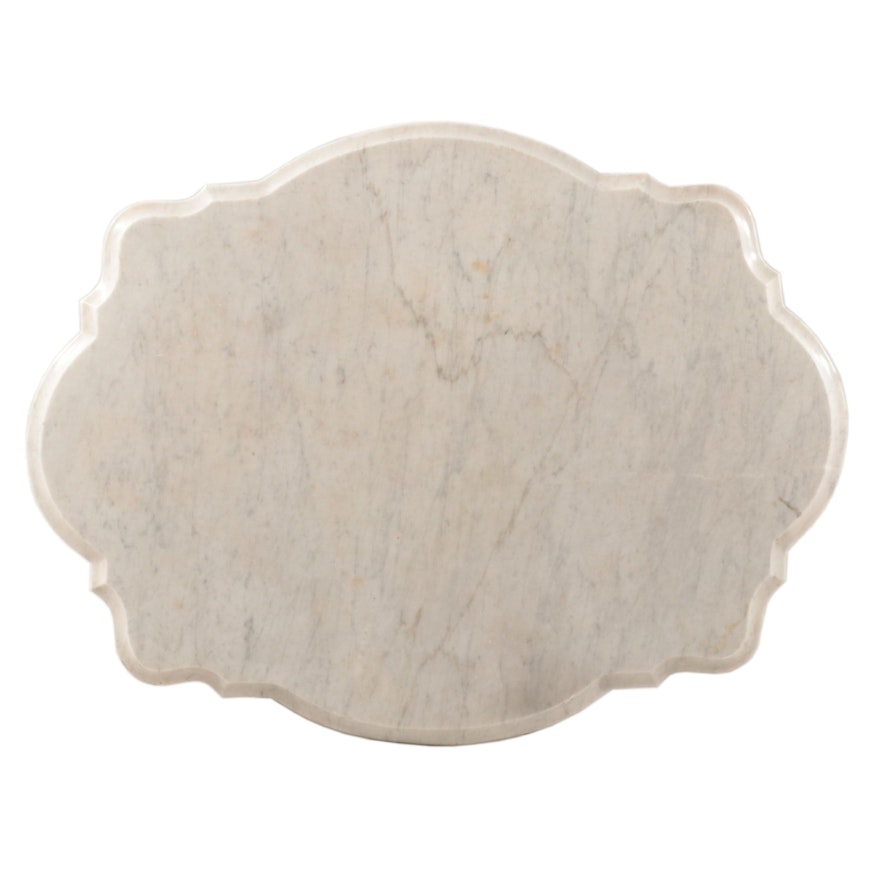 Victorian Carrara White Marble Turtle-Shaped Table Top