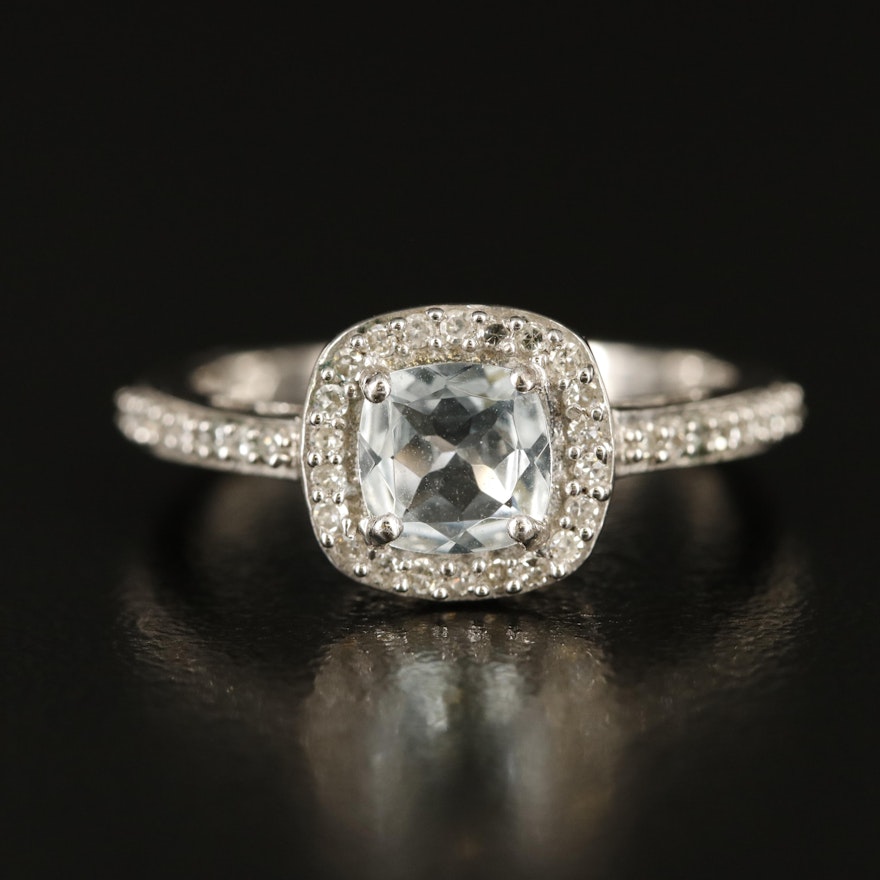 Sterling Goshenite and Diamond Ring