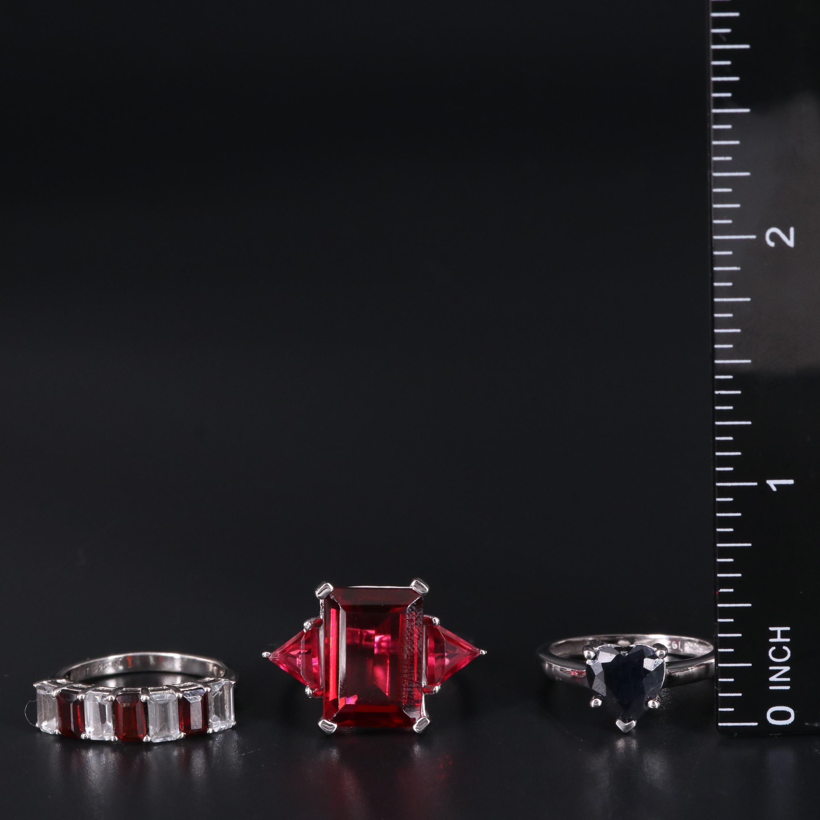 Assortment of Sterling Silver Gemstone Rings