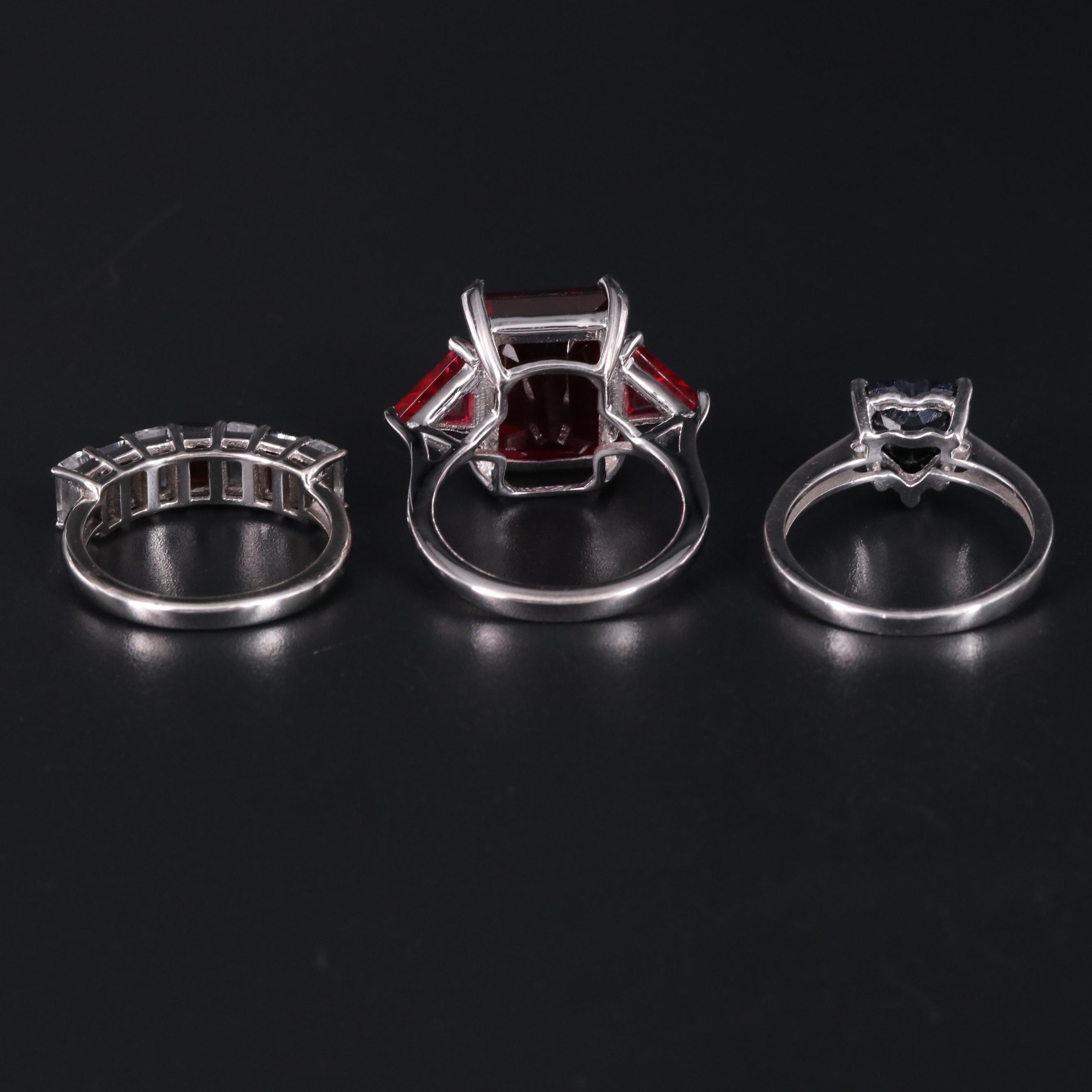 Assortment of Sterling Silver Gemstone Rings