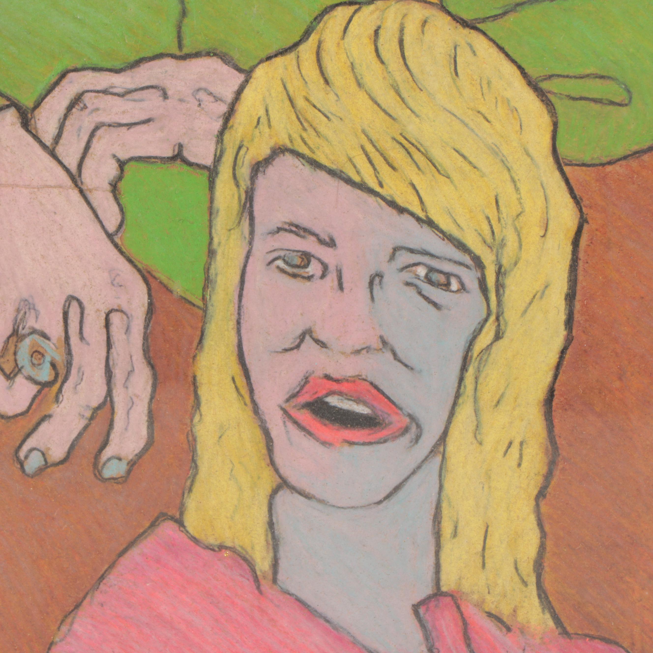 R.G. Maxwell Mixed Media Drawing of Figures, Late 20th Century