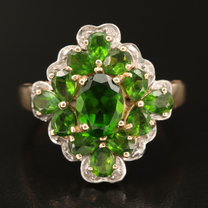 10K Diopside and Diamond Ring