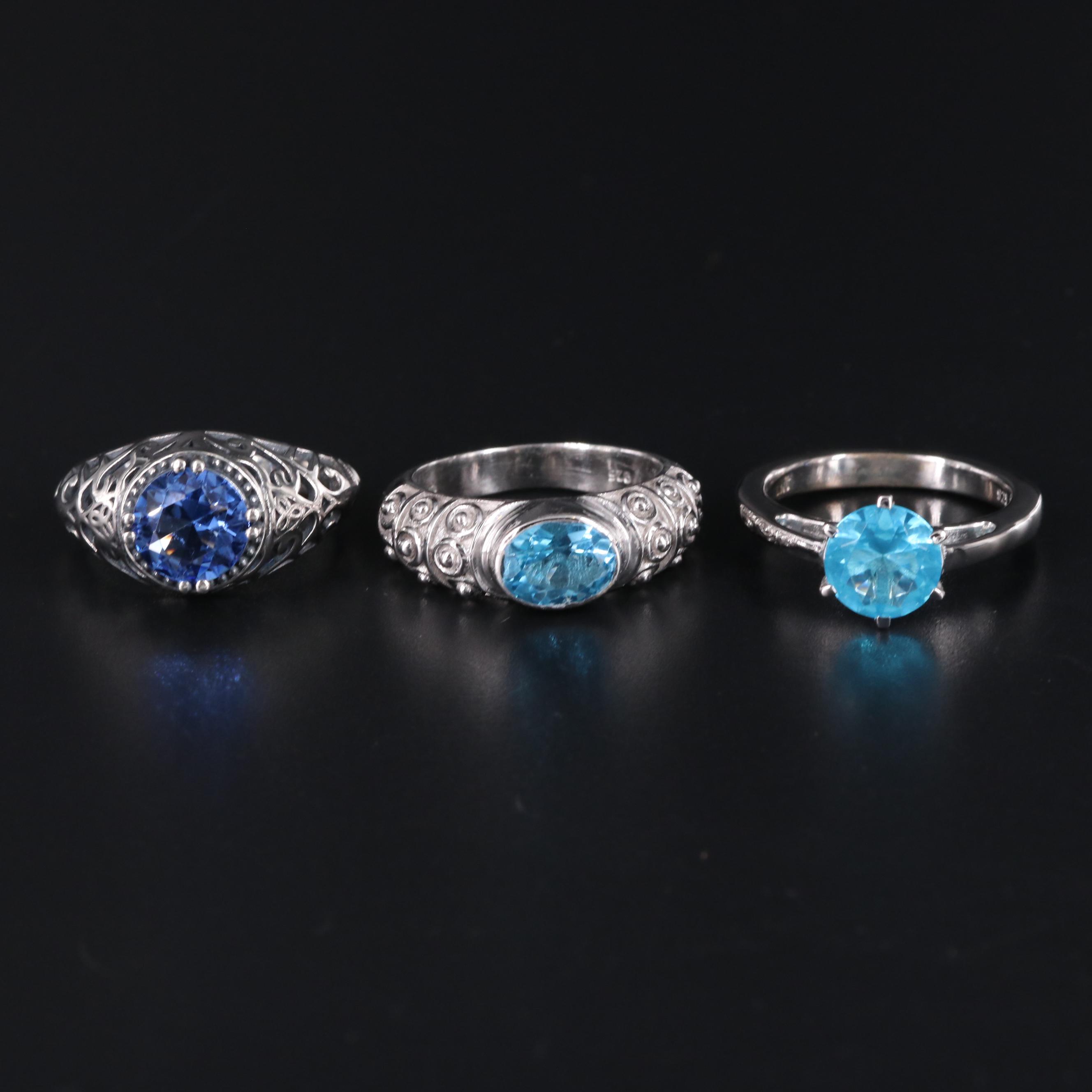 Assortment of Sterling Silver Gemstone Rings