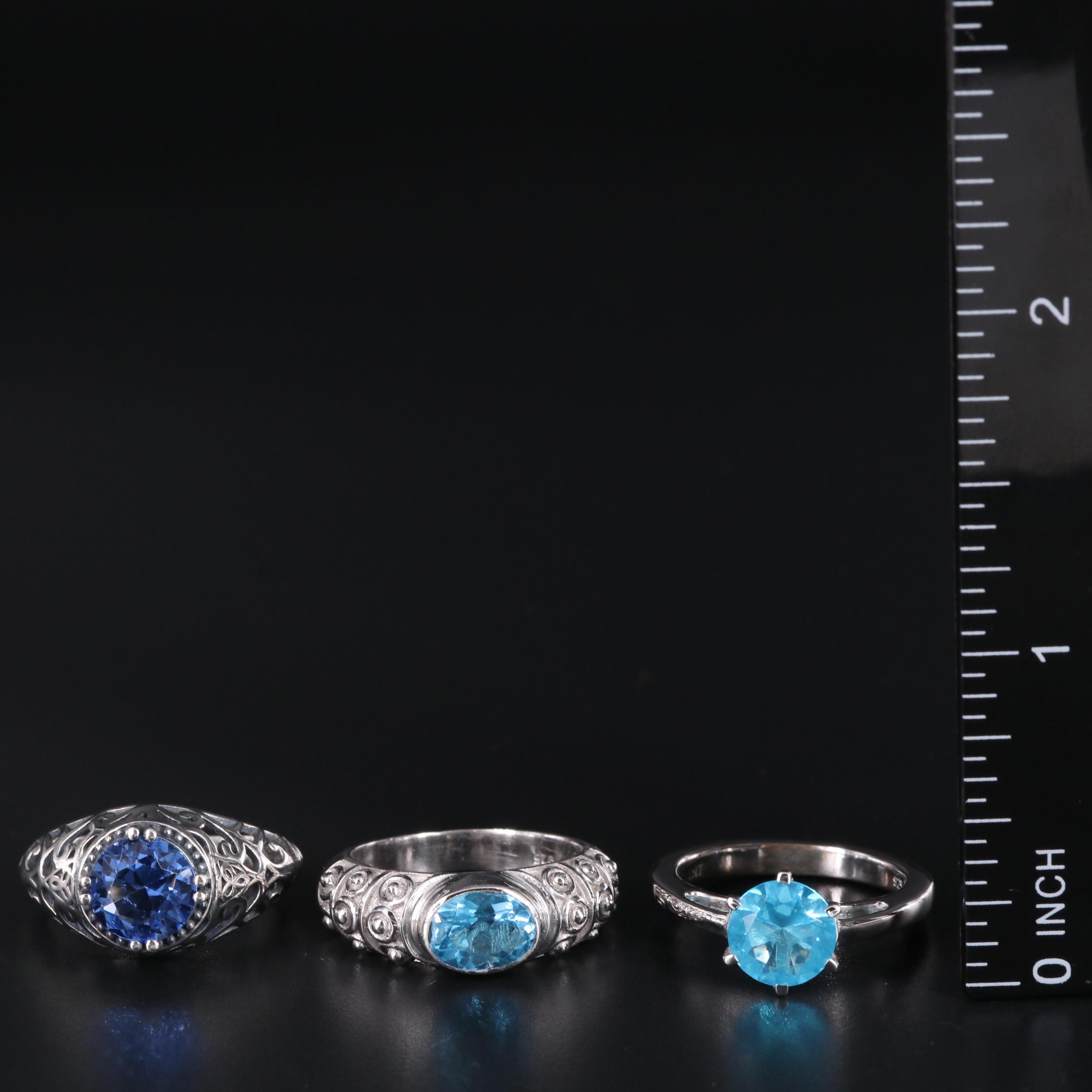 Assortment of Sterling Silver Gemstone Rings