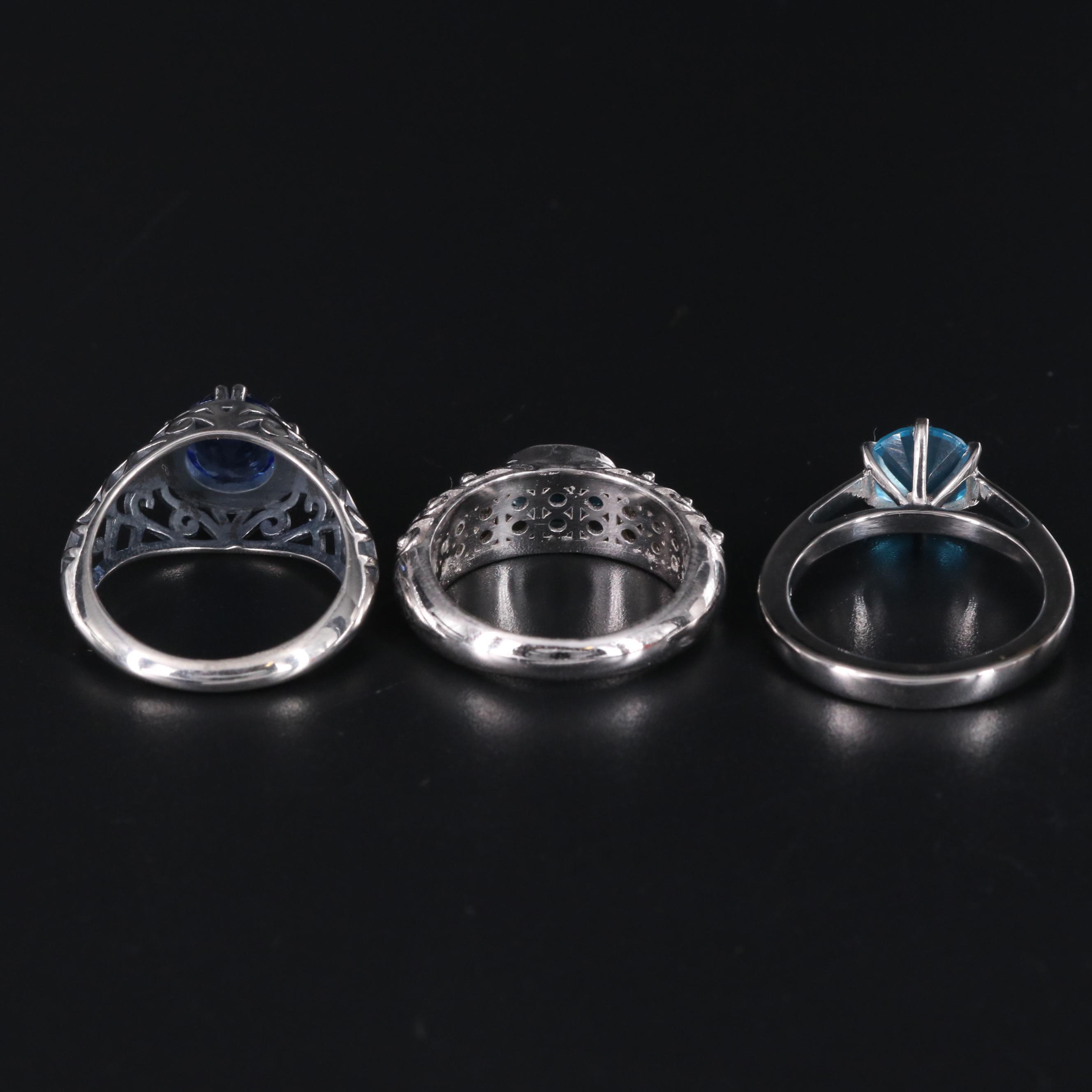 Assortment of Sterling Silver Gemstone Rings