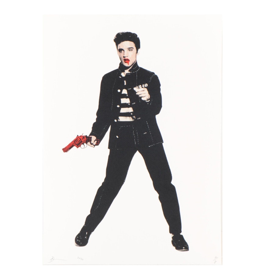 Death NYC Pop Art Graphic Print "Elvis Gun Red," 2020