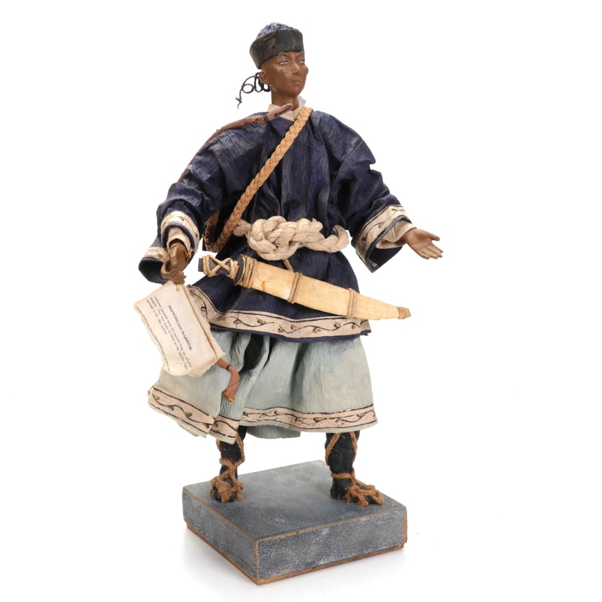 Paulette Cui "Mongolian Warrior" Handmade Abaca Pulp and Rice Straw Paper Figure