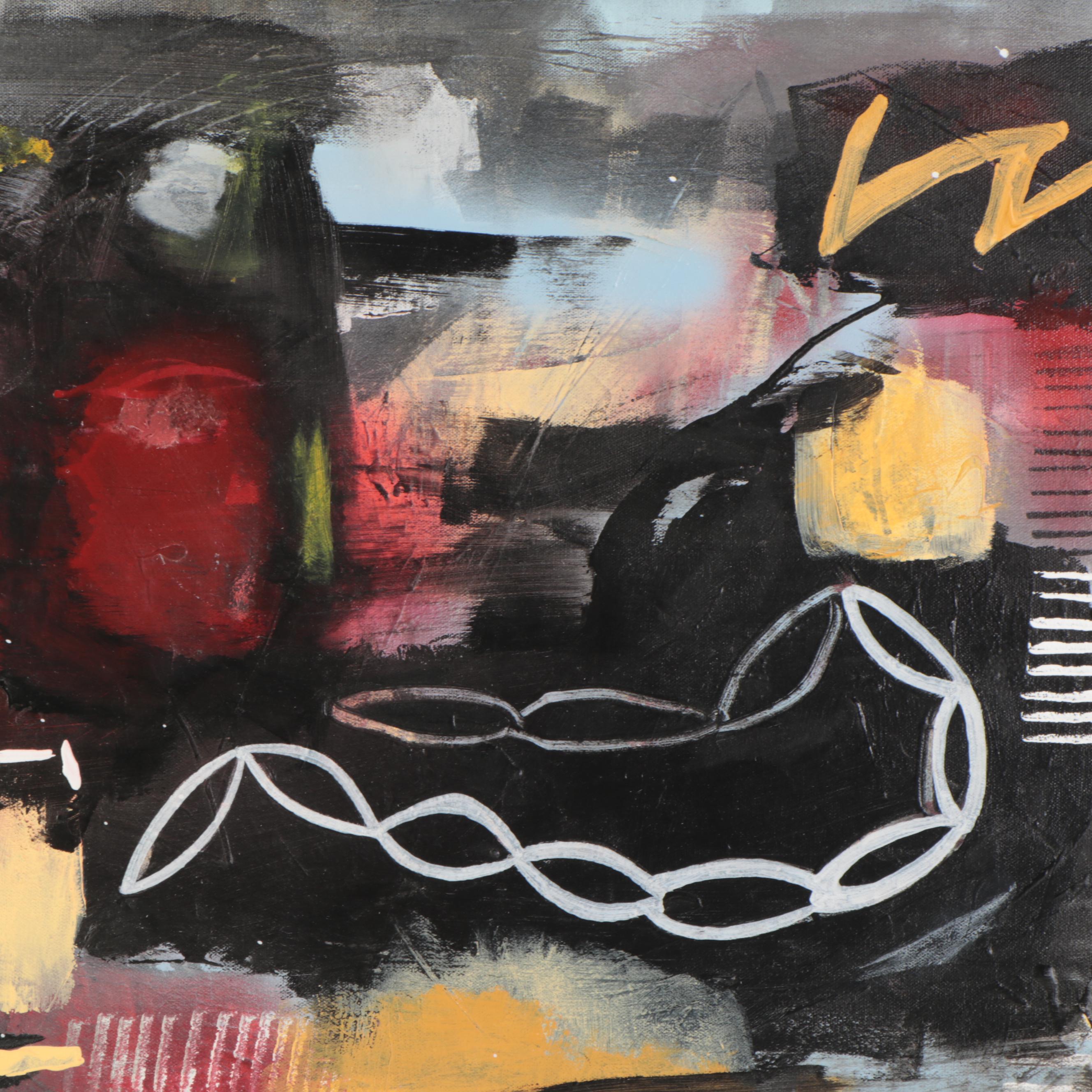 Jesse Best Abstract Mixed Media Painting, 2021