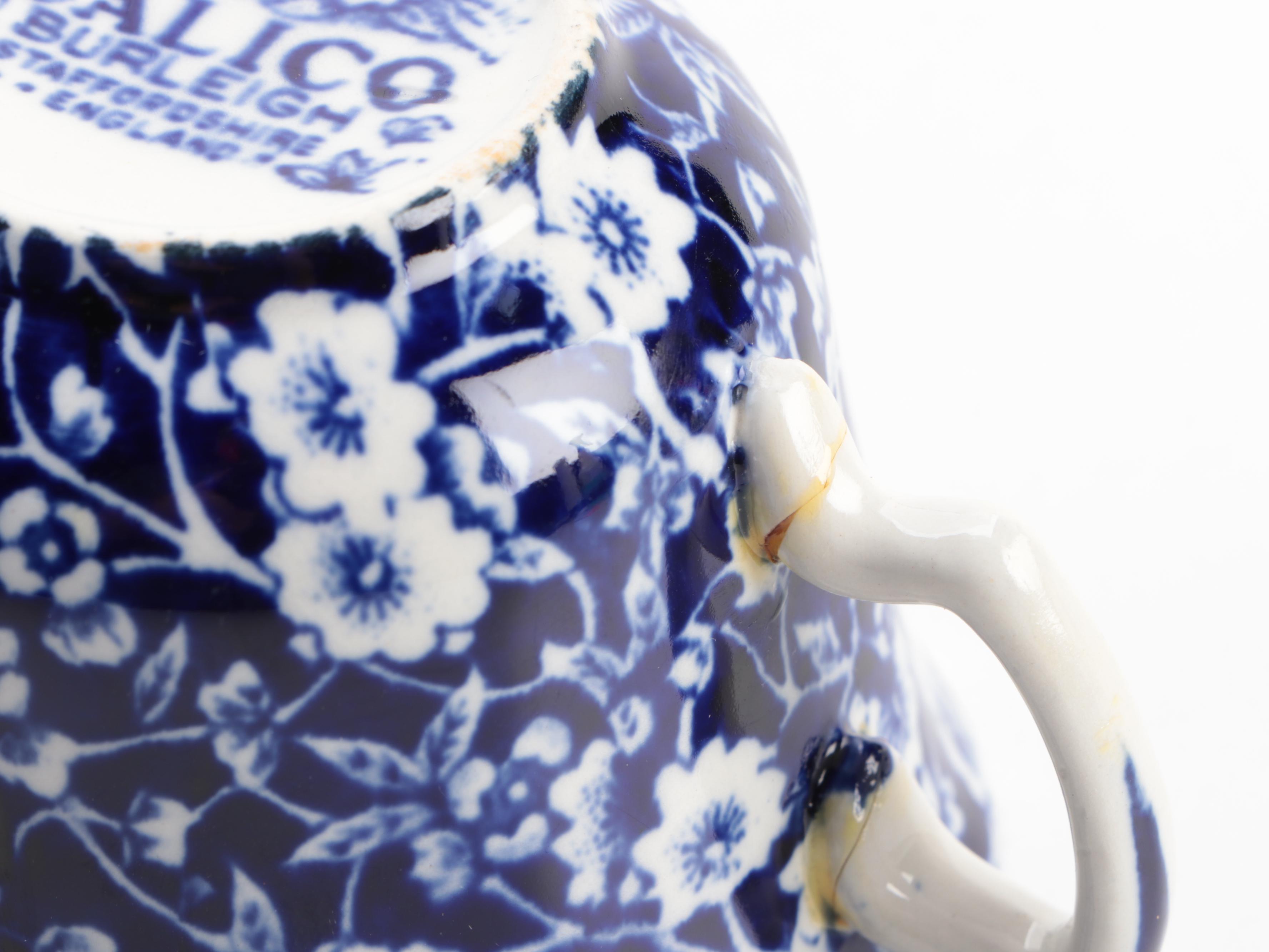 Crownford China Co. "Calico Blue" Earthenware Dinnerware and Serving Pieces