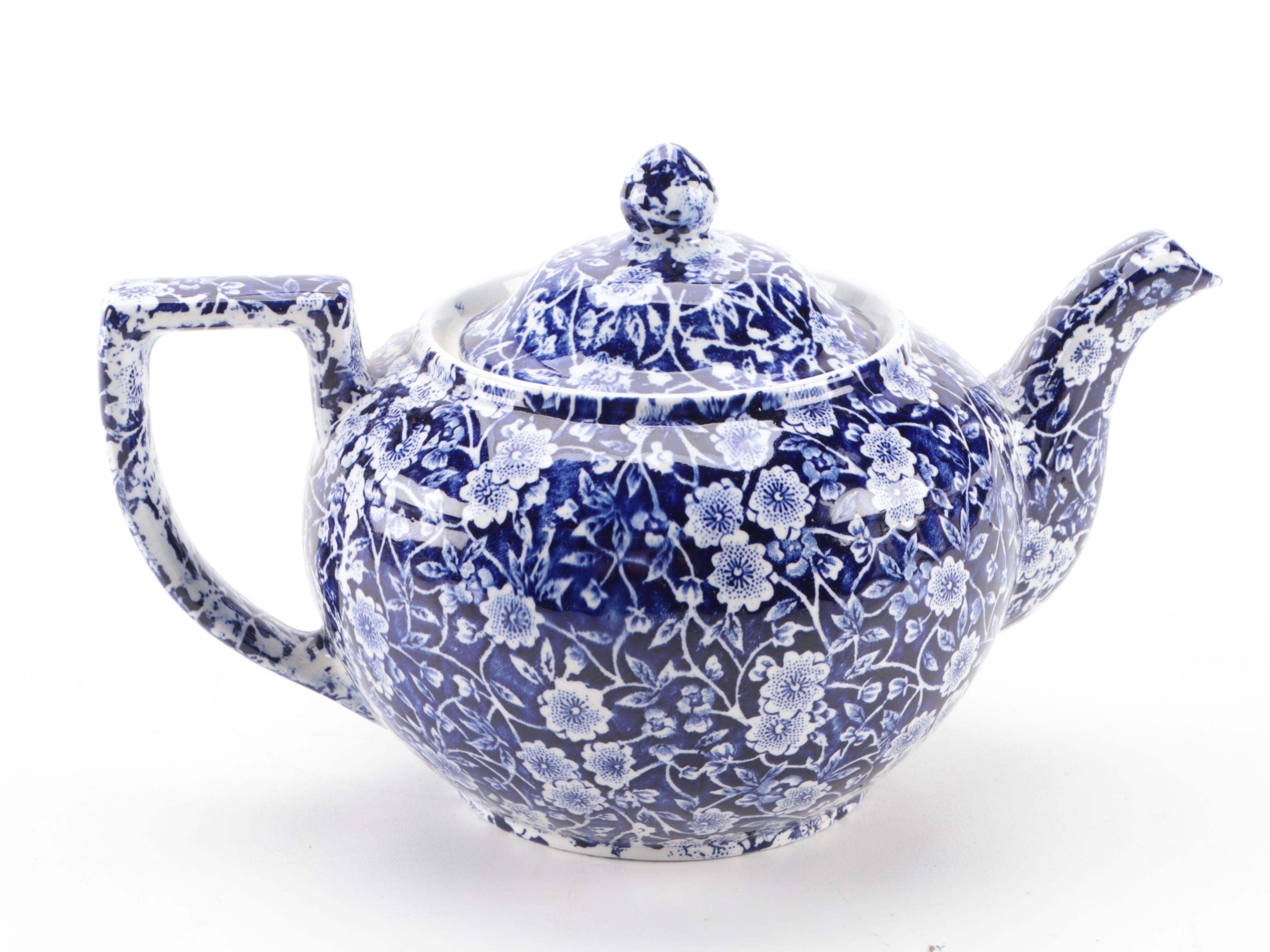 Crownford China Co. "Calico Blue" Earthenware Dinnerware and Serving Pieces