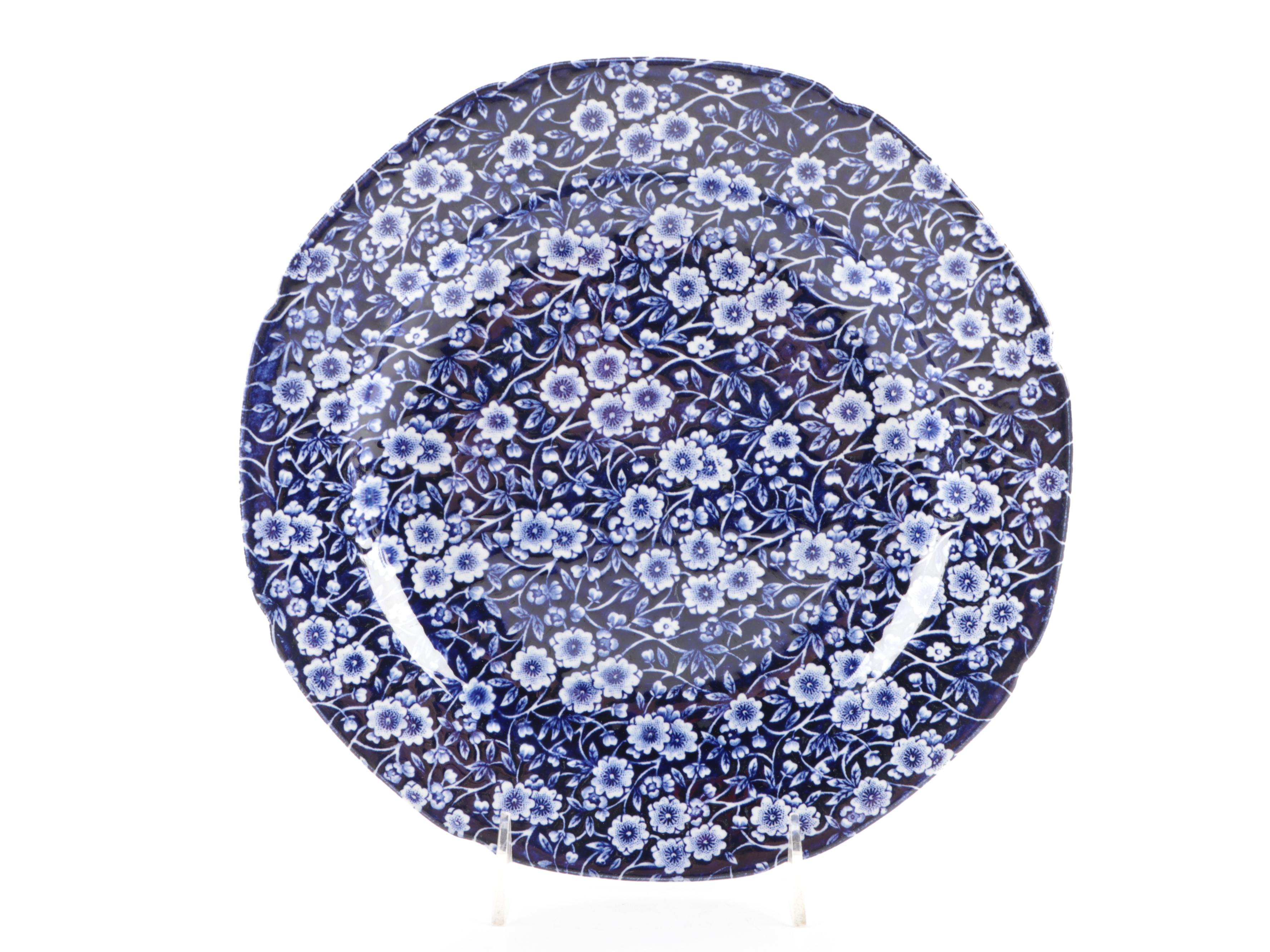 Crownford China Co. "Calico Blue" Earthenware Dinnerware and Serving Pieces