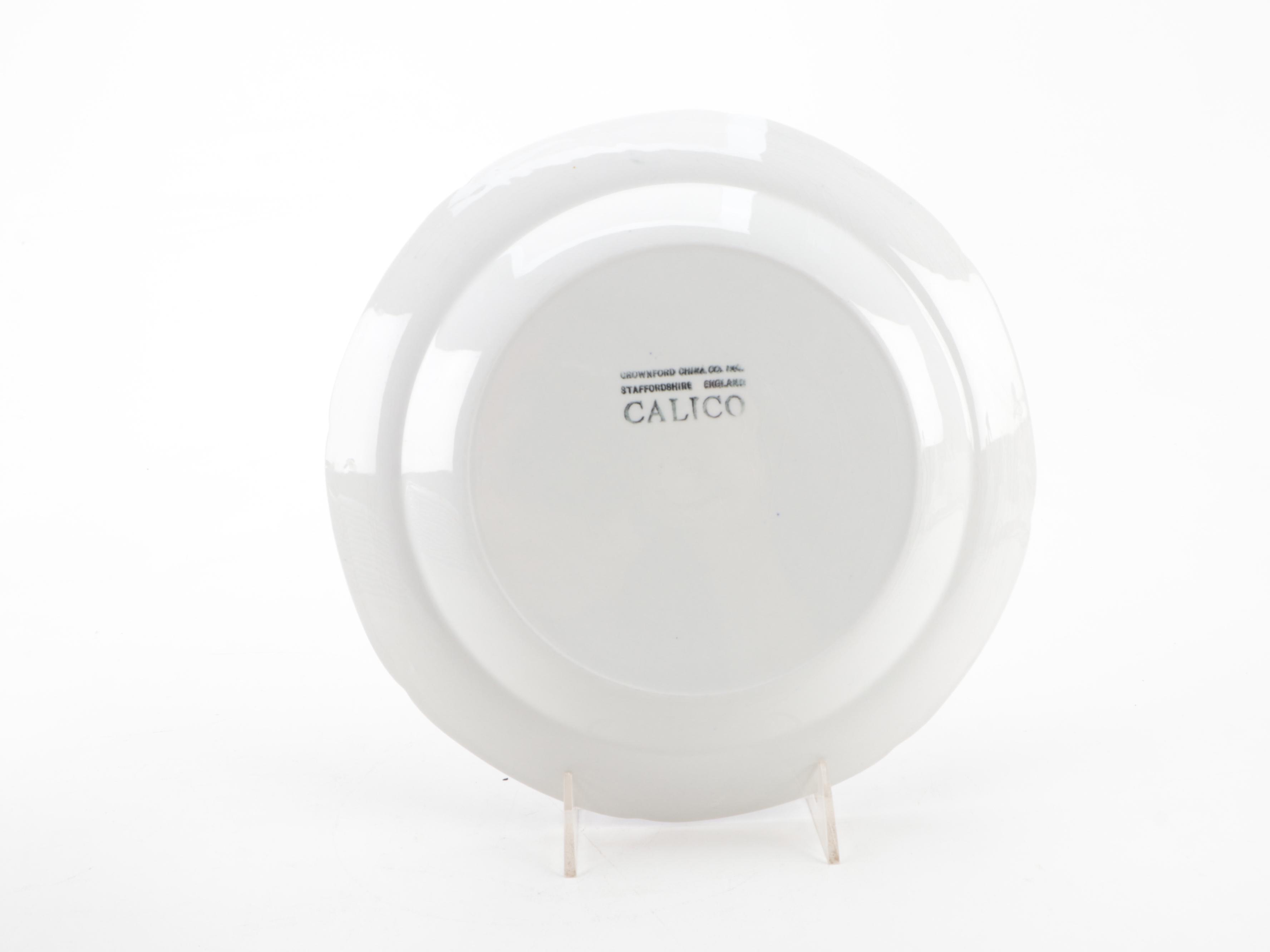 Crownford China Co. "Calico Blue" Earthenware Dinnerware and Serving Pieces