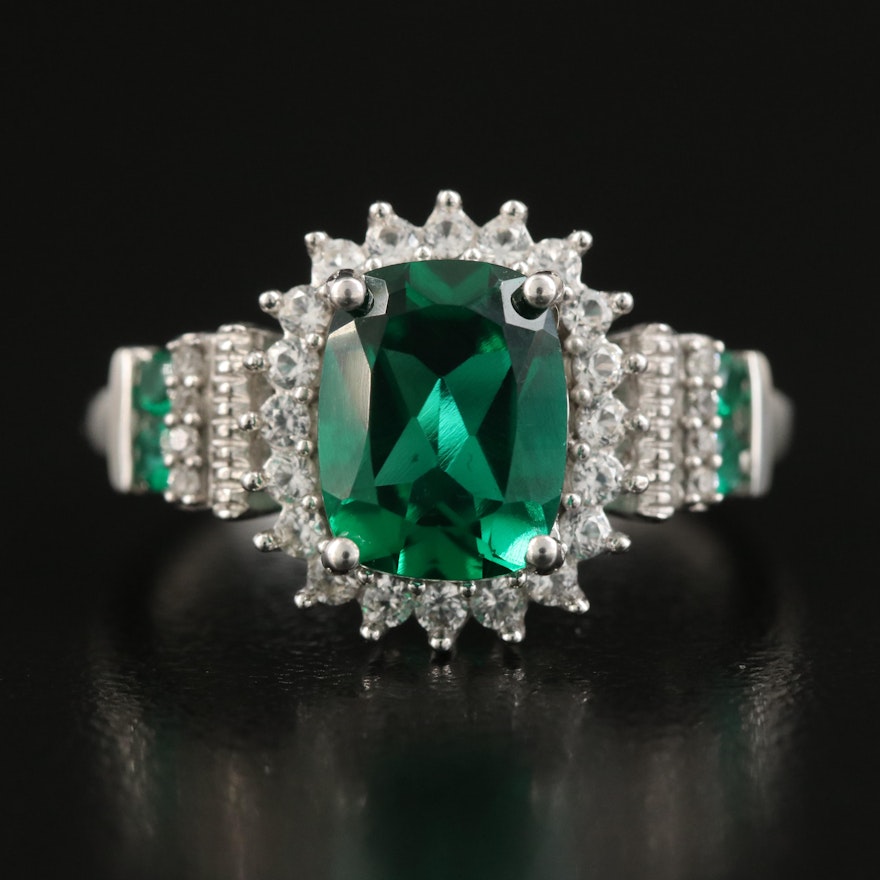 Sterling Emerald and Sapphire Ring