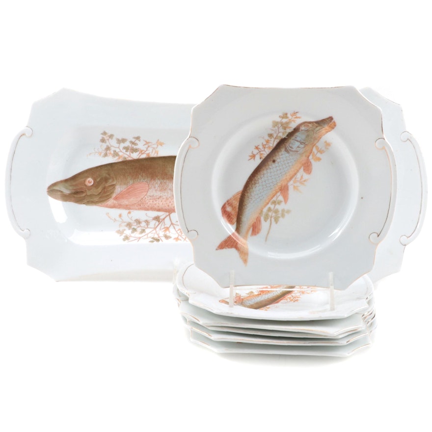 Frieda Austrian Porcelain Fish Service, Late 19th/ Early 20th Century