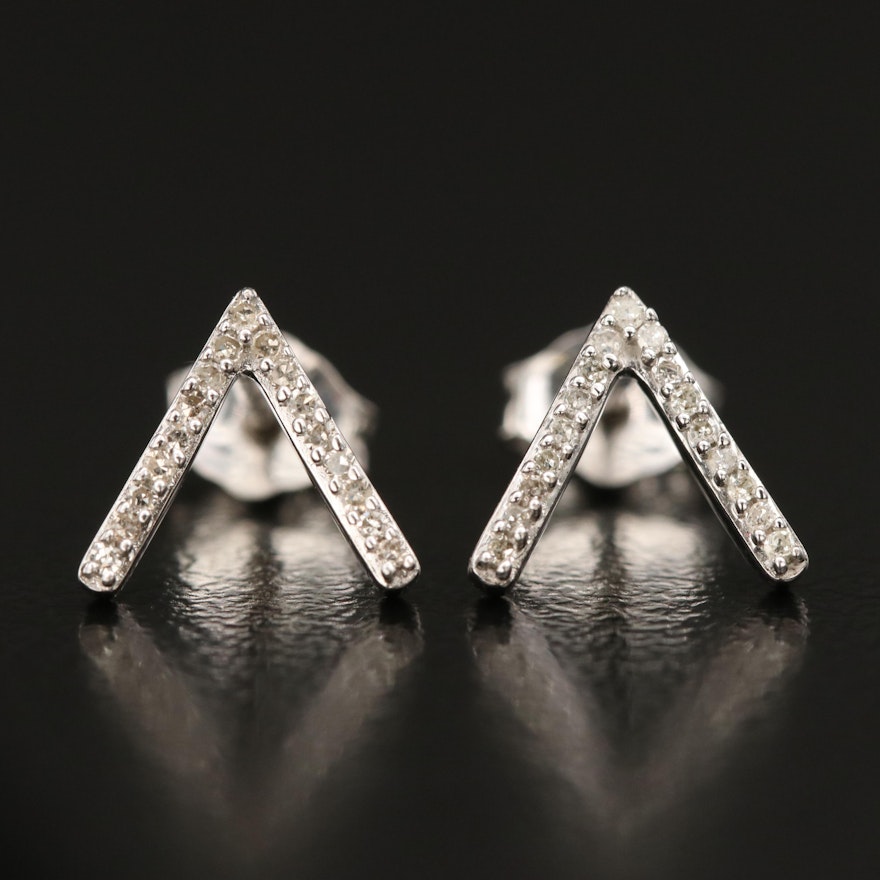 Minimalist Sterling Diamond Earrings