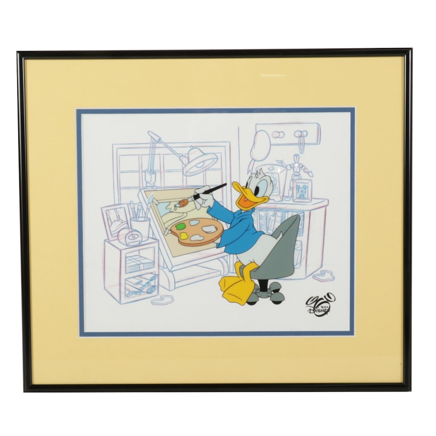 The Art of Disney Sericel of Donald Duck at Artist's Table, Circa 2000