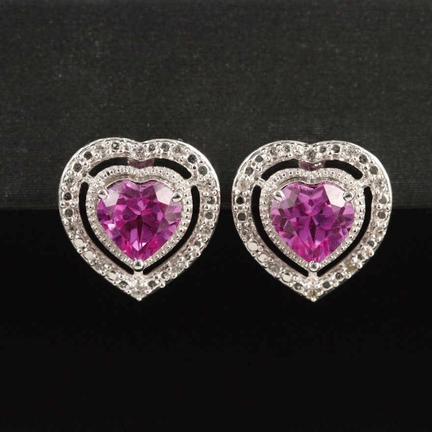 Sterling Sapphire Heart Earrings