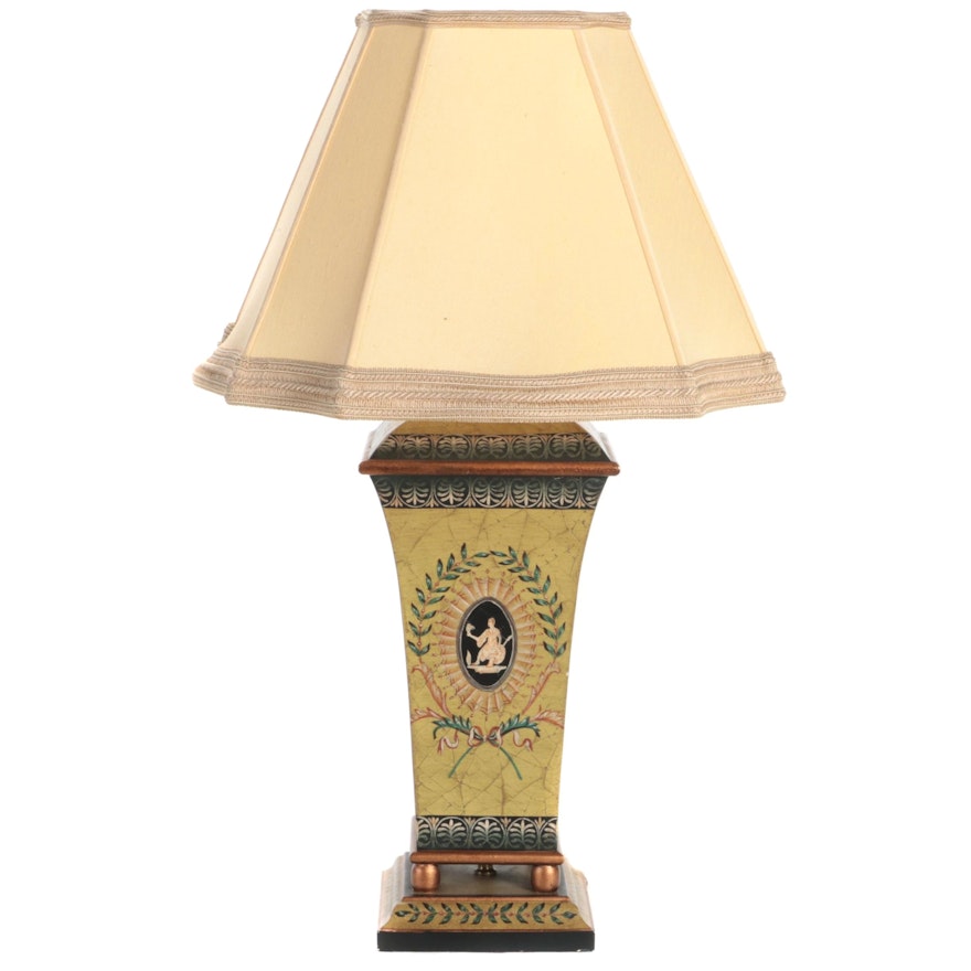 Neoclassical Style Hand-Decorated Lamp, Contemporary