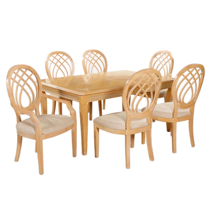 Broyhill Premier Blonde Wood Dining Table with Six Chairs