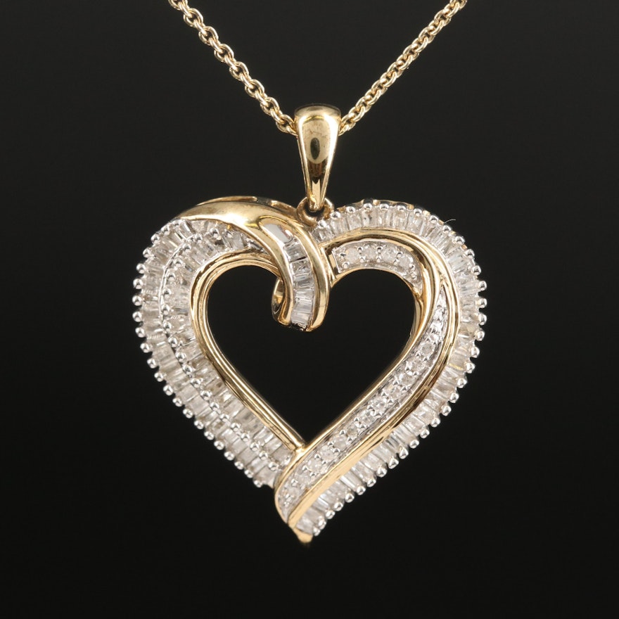 Sterling 0.51 CTW Diamond Heart Pendant Necklace