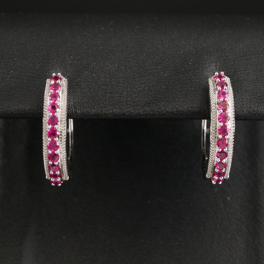 Sterling Ruby Hoop Earrings