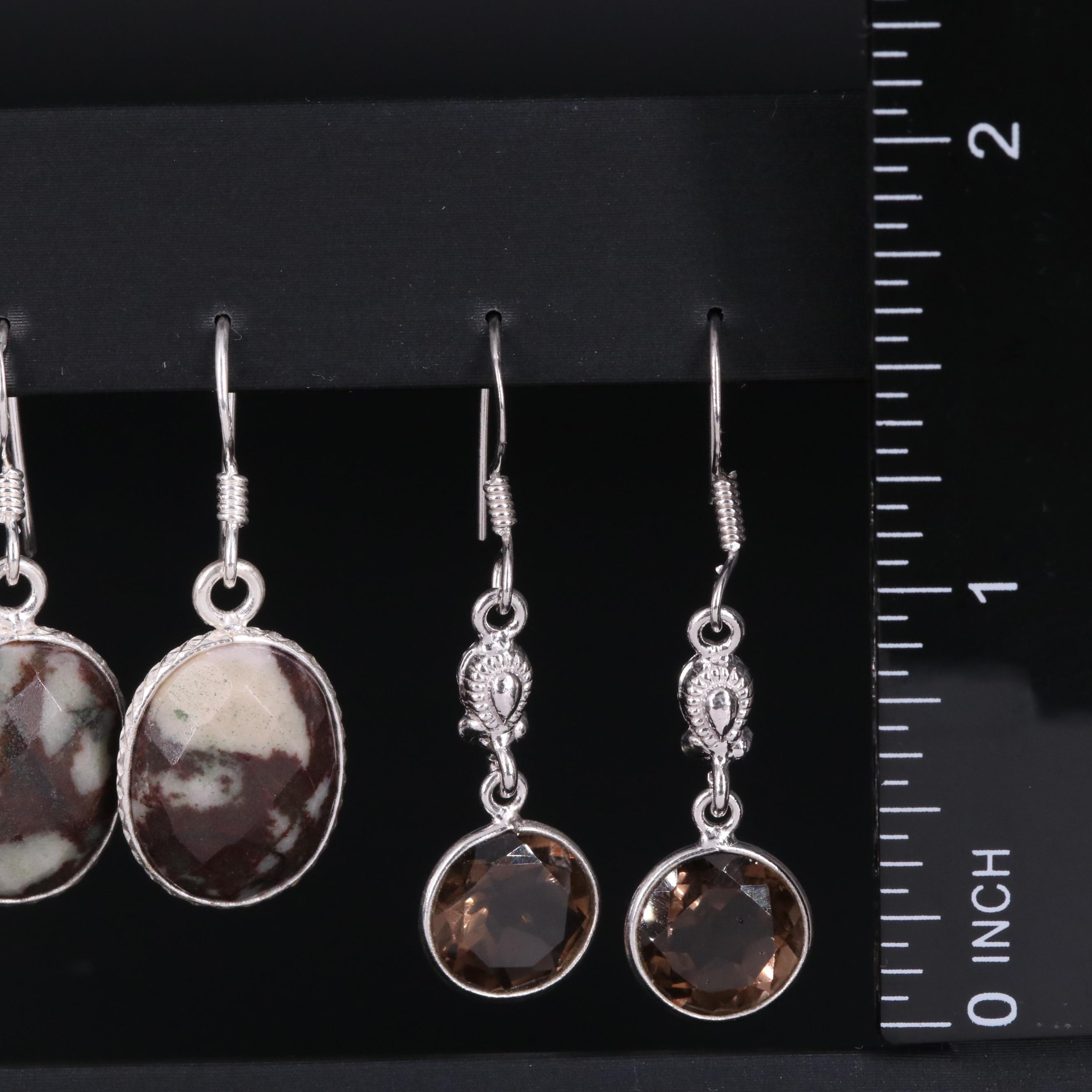 Assortment of Sterling Silver Earrings Including Gemstones