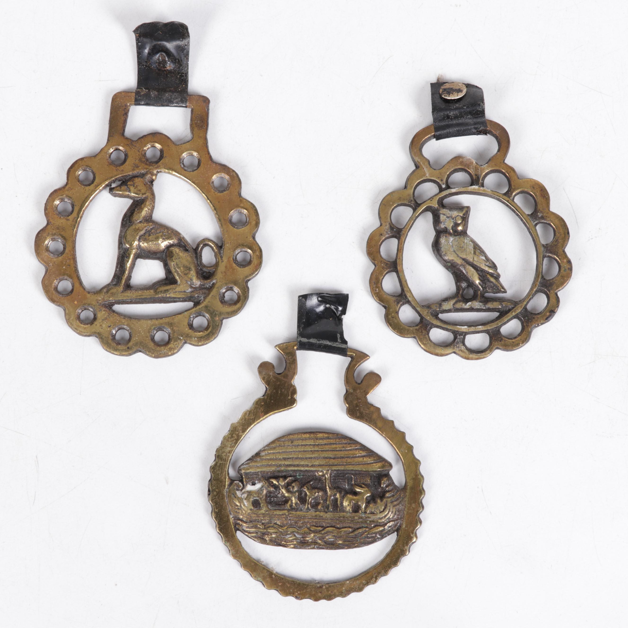 Ten Horse Brasses Featuring Pheasant, Owl, and More